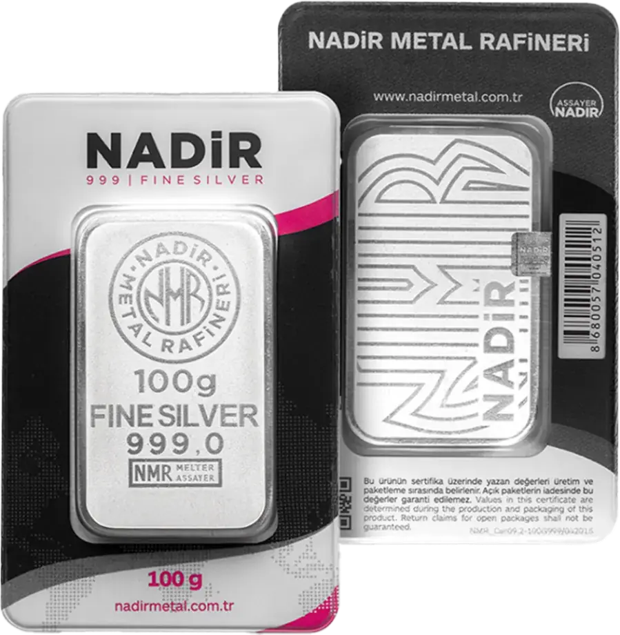 Lingou de investiții din argint 100 g | Nadir Metal Rafineri |
