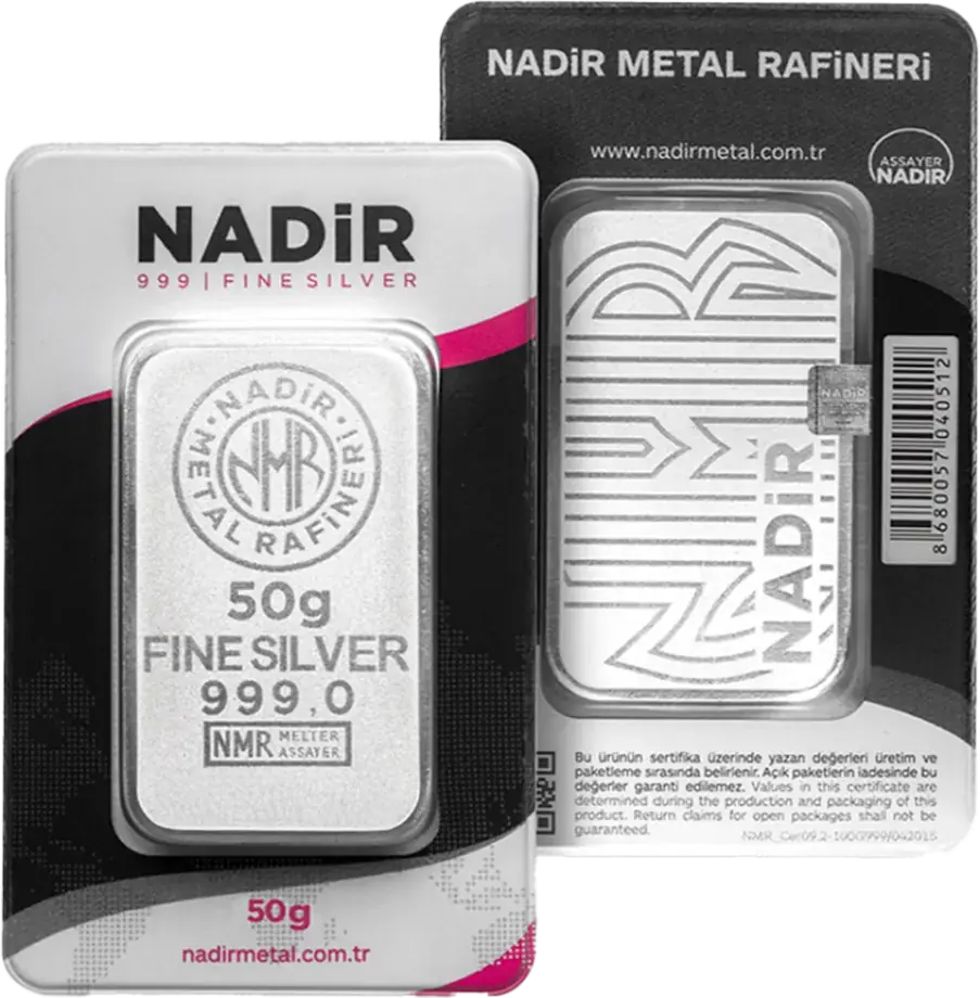 Lingou de investiții din argint 50 g | Nadir Metal Rafineri |