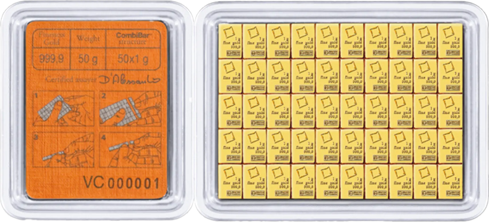 CombiBar® 50 x 1 g din aur pur | Valcambi